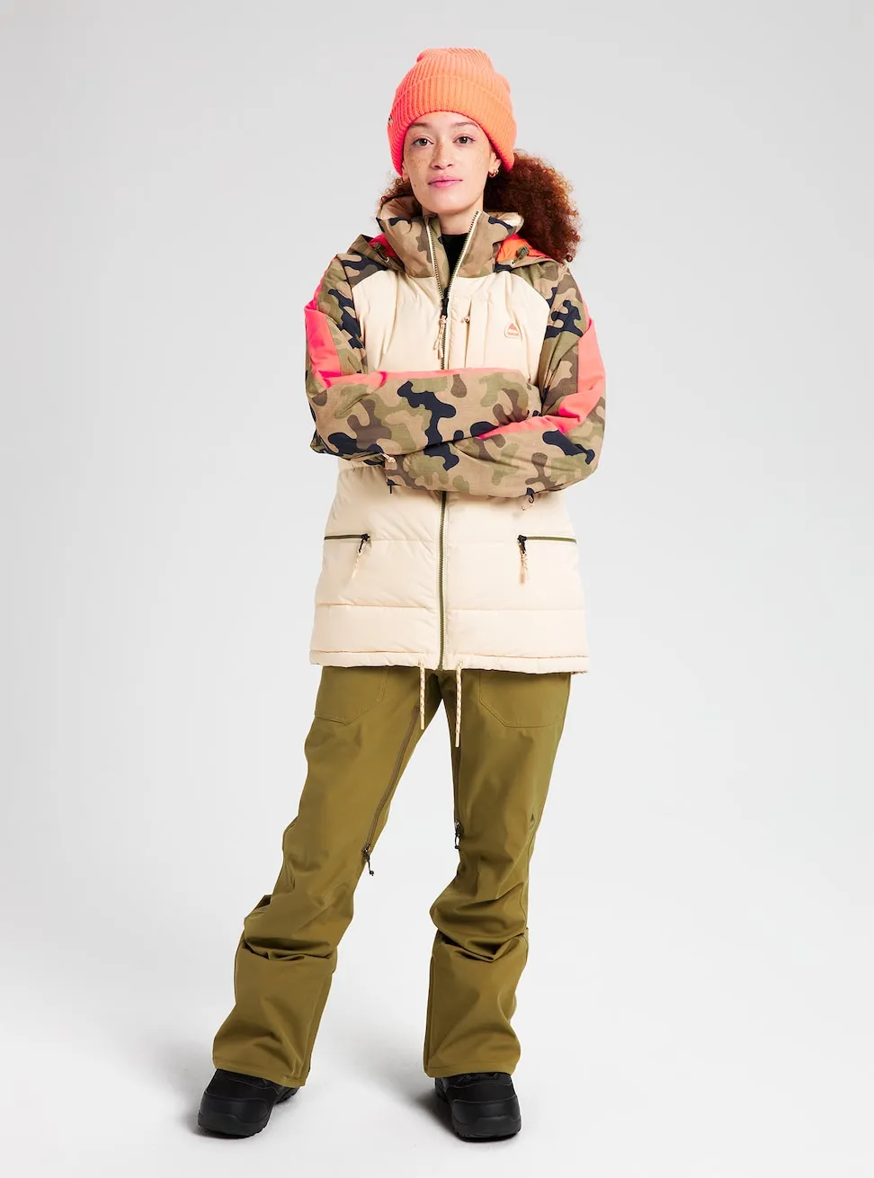 Burton Keelan Womens Jacket Crème Brulee / Martini Olive Terra Camo