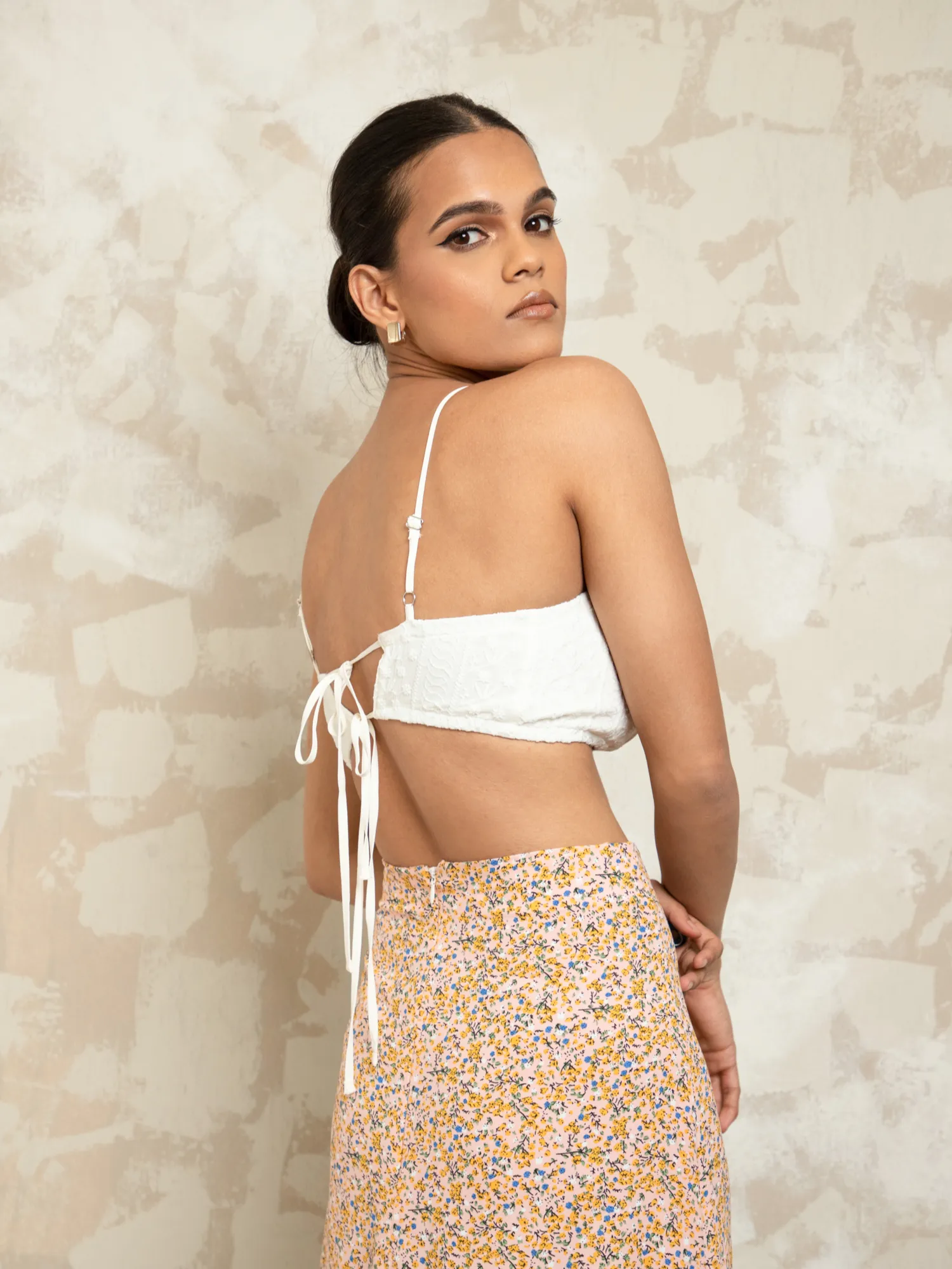 Bustier Detail Ruched Crop Top