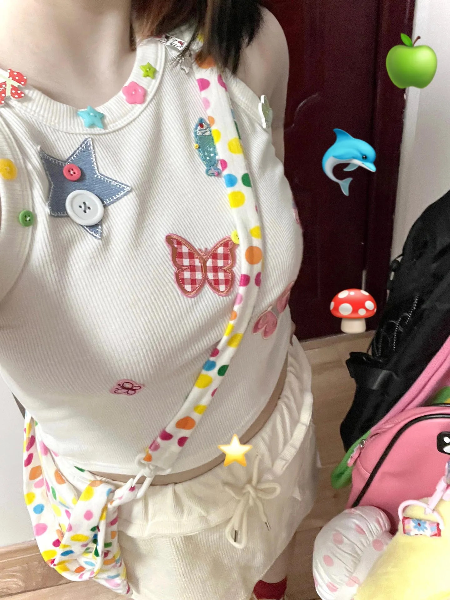 Button Butterfly Embroidered Vest UB98214