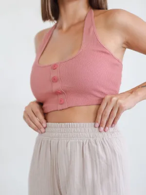 Button Down Back Tie Up Top