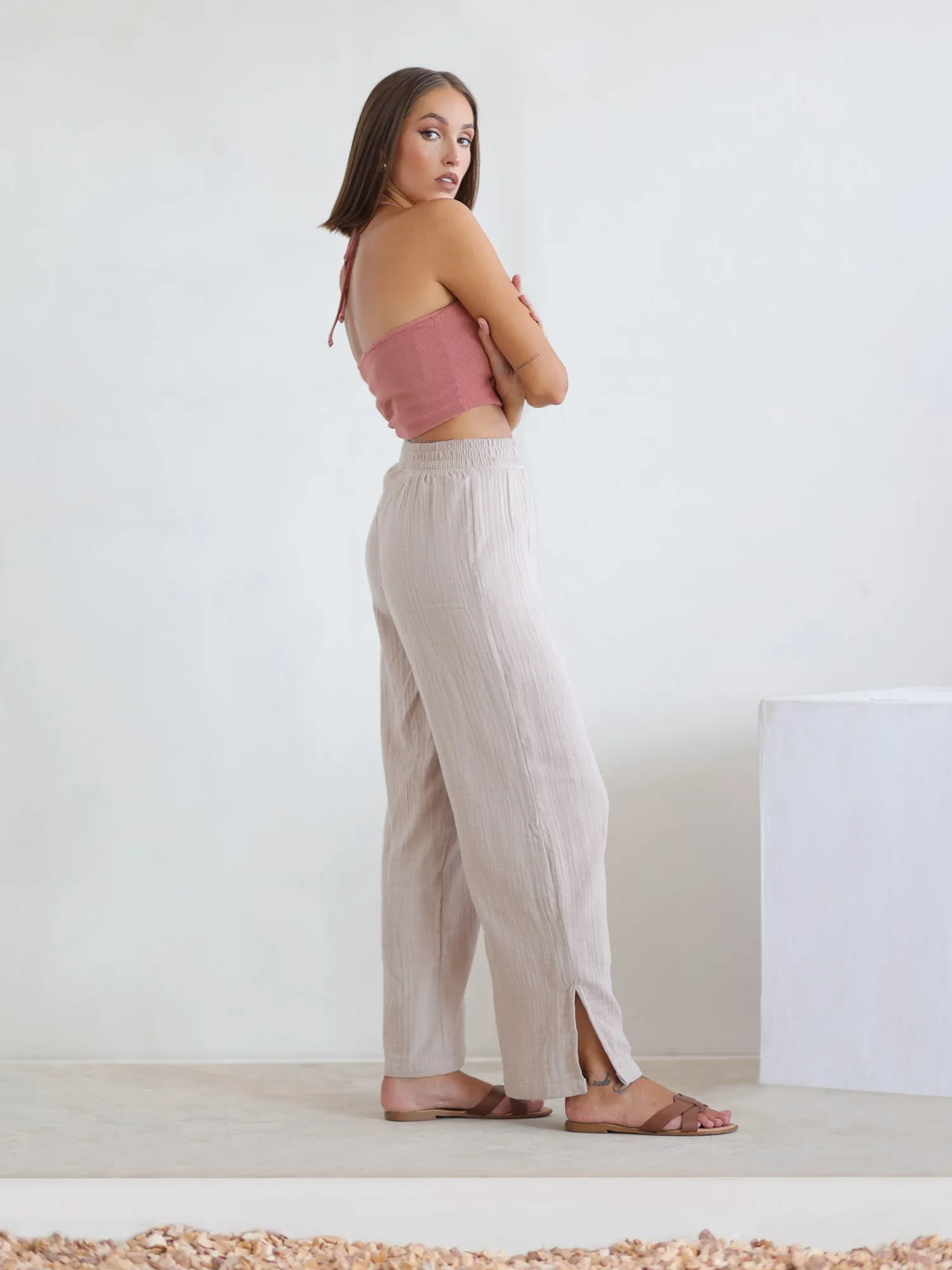 Button Down Back Tie Up Top