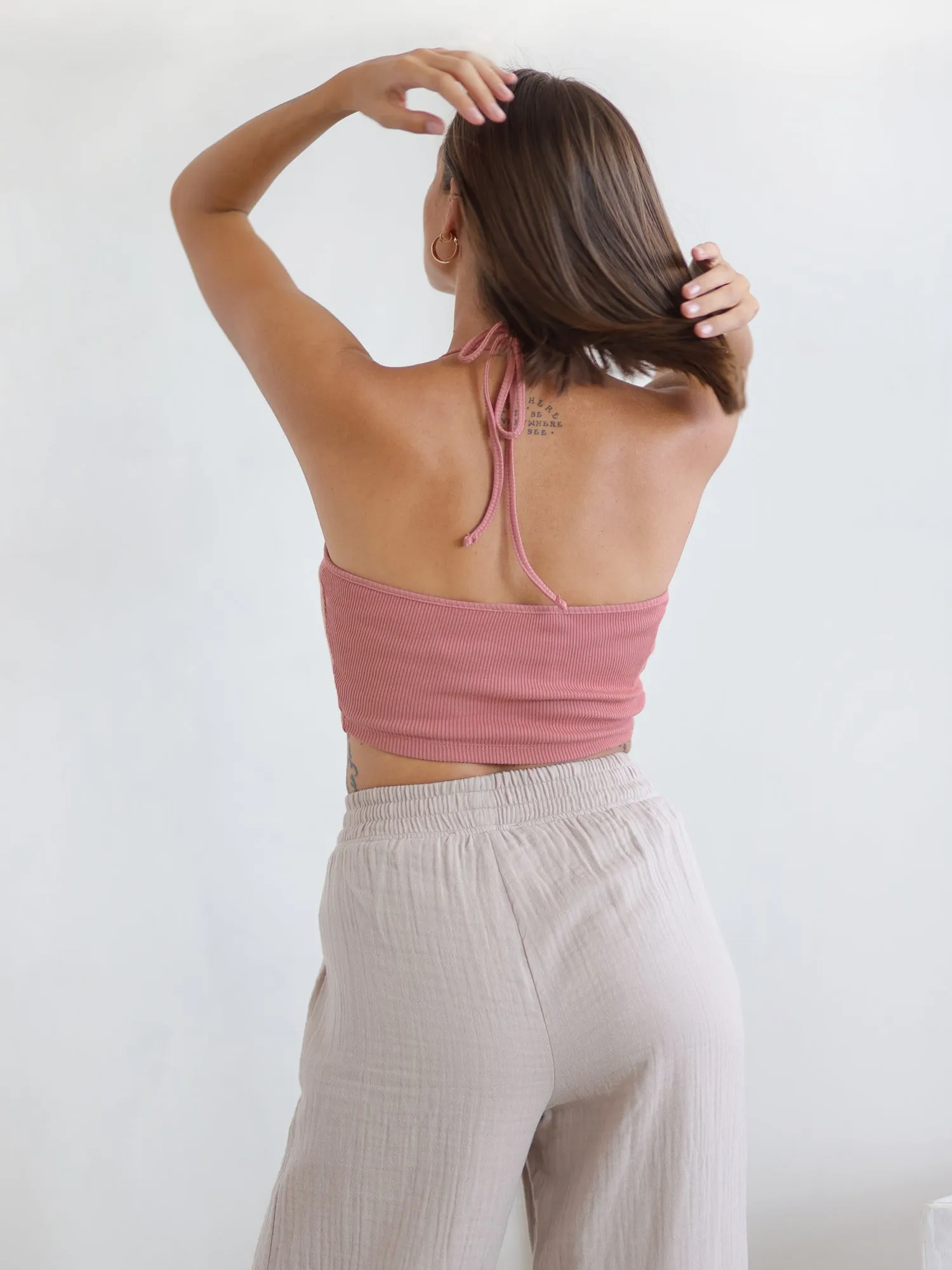 Button Down Back Tie Up Top