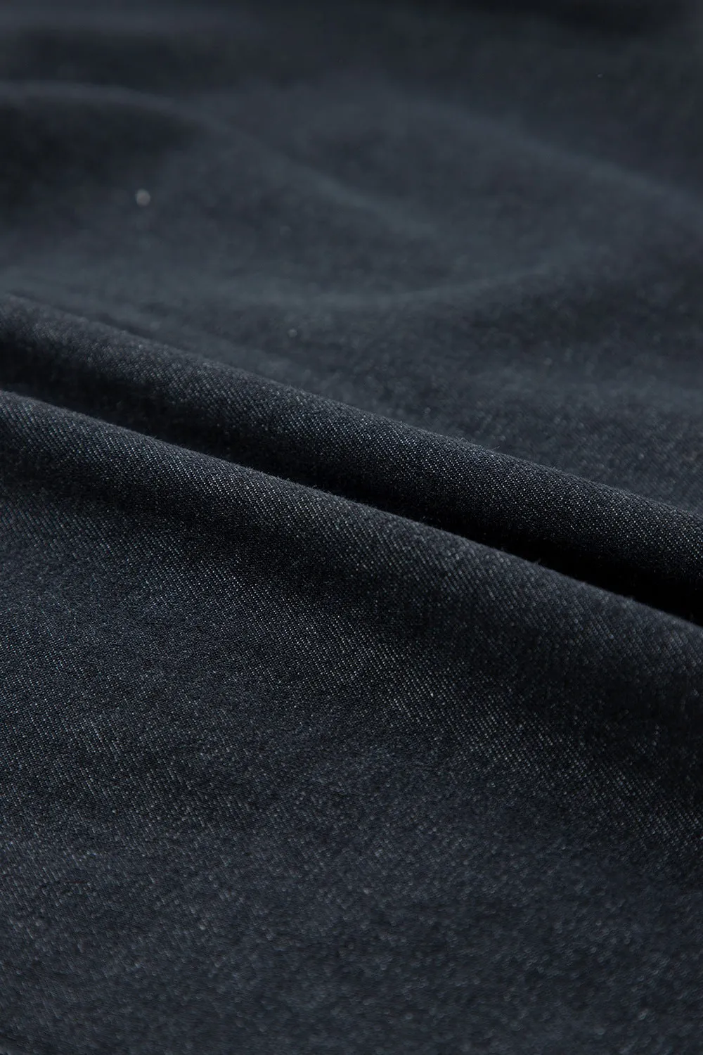 Button Down Raw Hem Ruffled Denim Shirt
