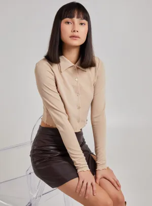 Button Up Ribbed Crop Top
