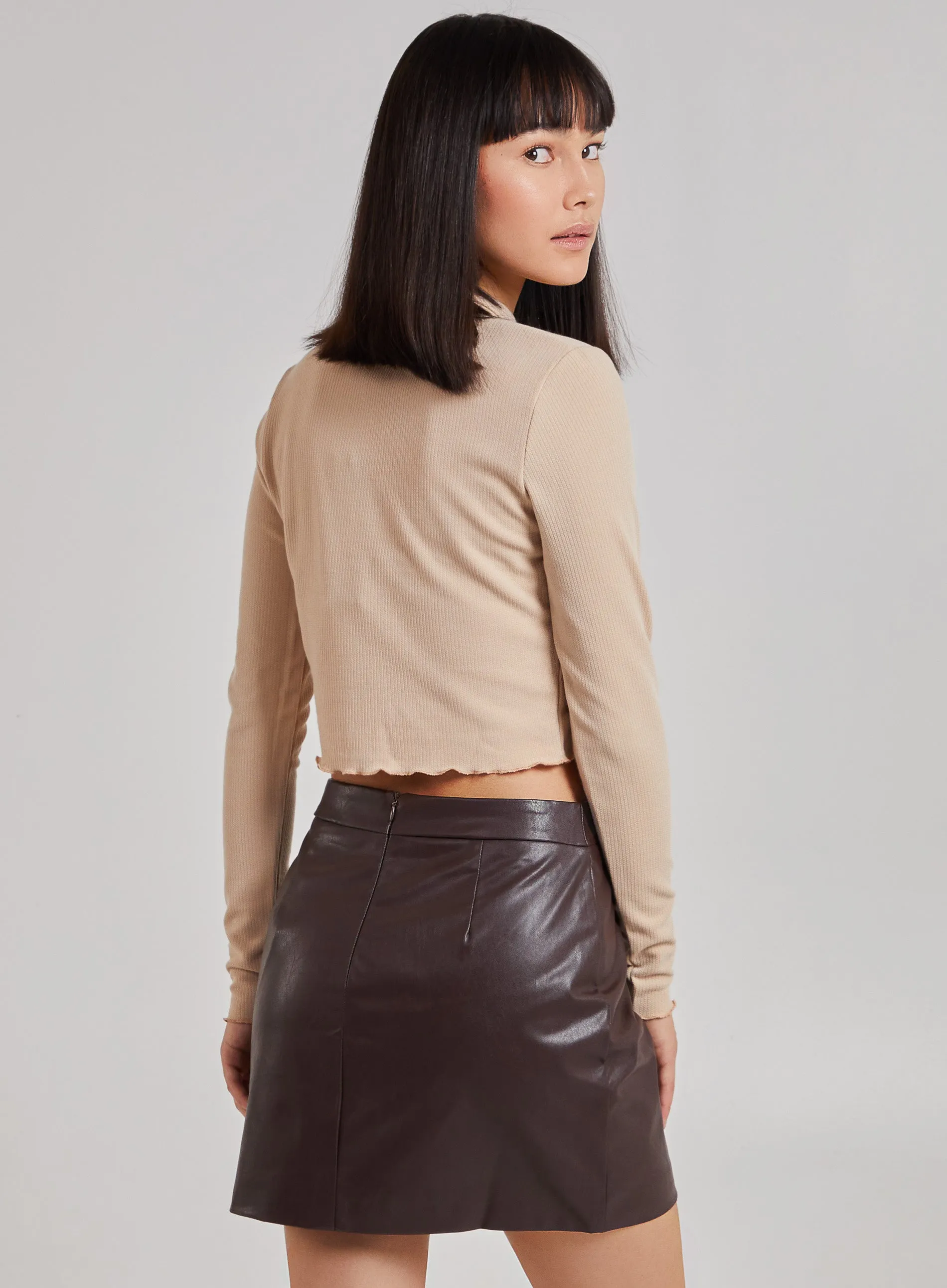 Button Up Ribbed Crop Top