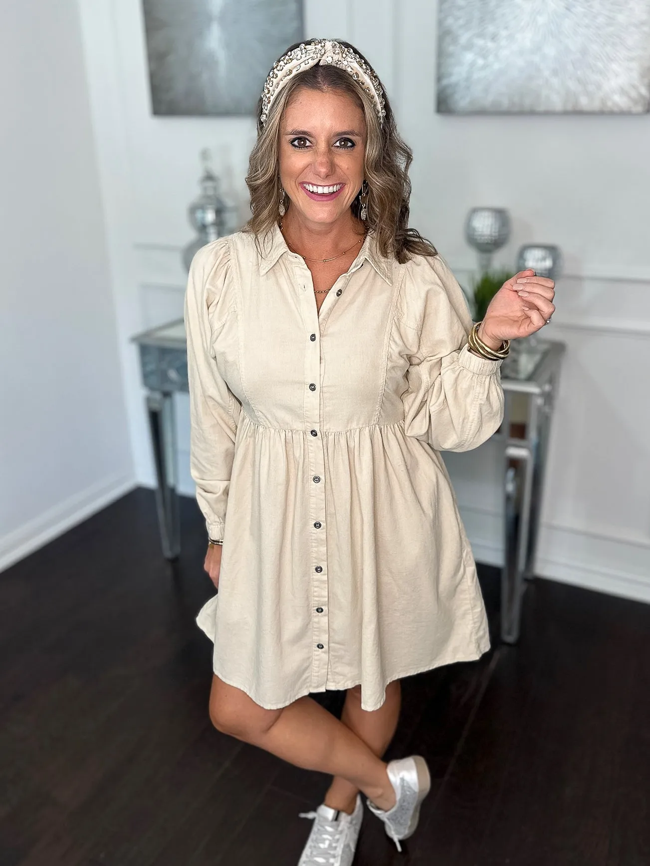 Callie Collared Cord Dress