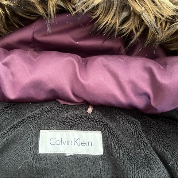 Calvin Klein Parka Womens Puffer COAT Sz 1X 2X PURPLE JACKET WARM detach HOOD