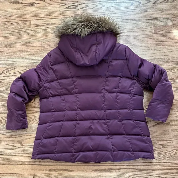 Calvin Klein Parka Womens Puffer COAT Sz 1X 2X PURPLE JACKET WARM detach HOOD