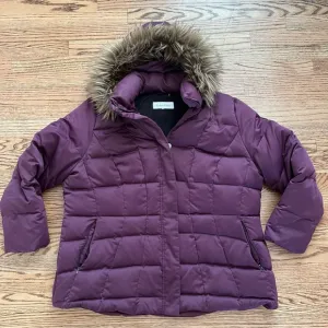 Calvin Klein Parka Womens Puffer COAT Sz 1X 2X PURPLE JACKET WARM detach HOOD