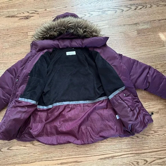 Calvin Klein Parka Womens Puffer COAT Sz 1X 2X PURPLE JACKET WARM detach HOOD