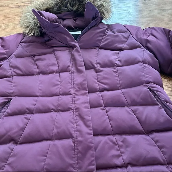 Calvin Klein Parka Womens Puffer COAT Sz 1X 2X PURPLE JACKET WARM detach HOOD