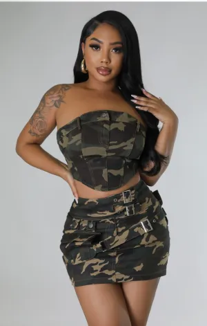 Camo Denim Tube Top