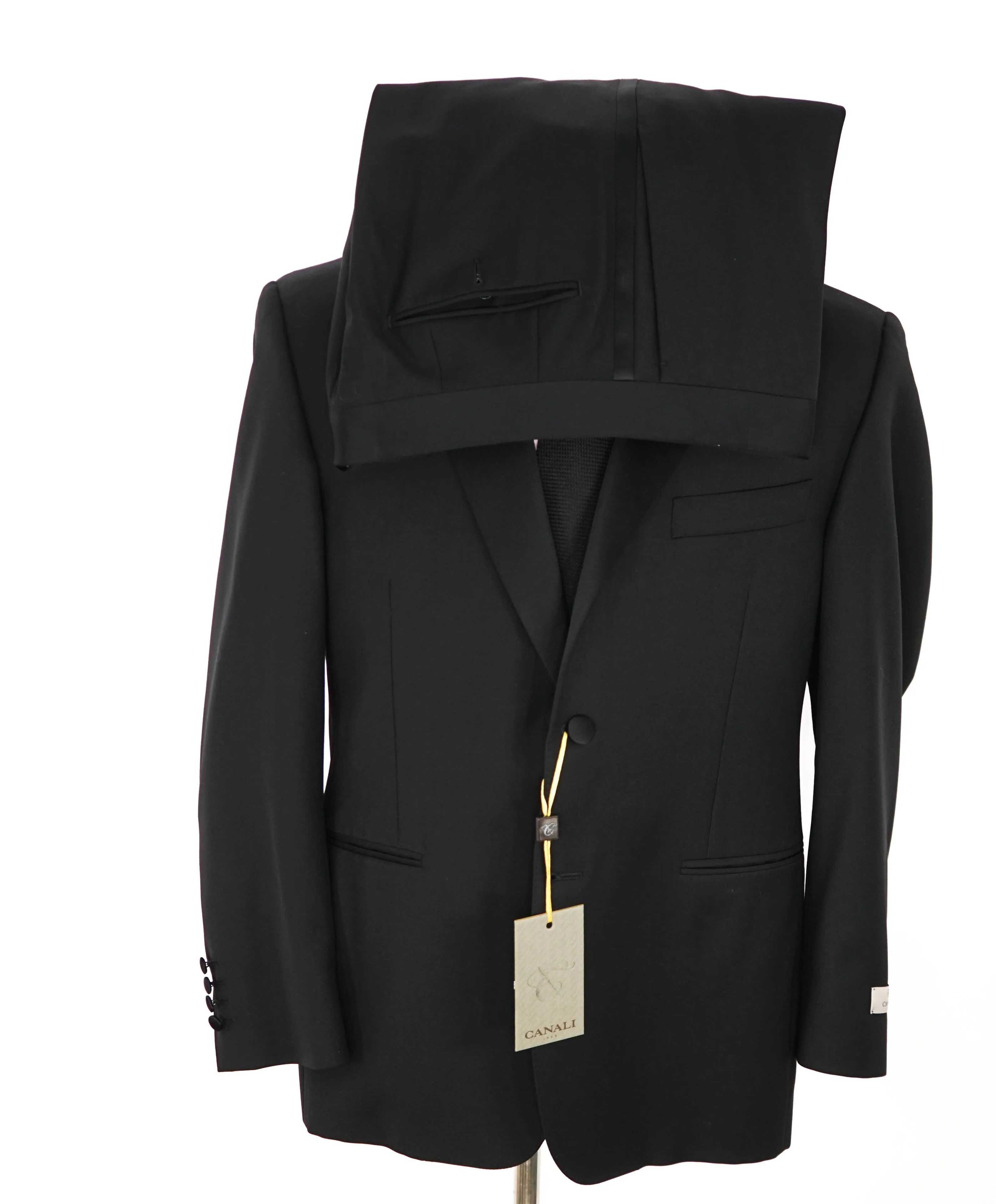 CANALI - Black *CLOSET STAPLE* Notch Lapel Tuxedo Suit - 44R