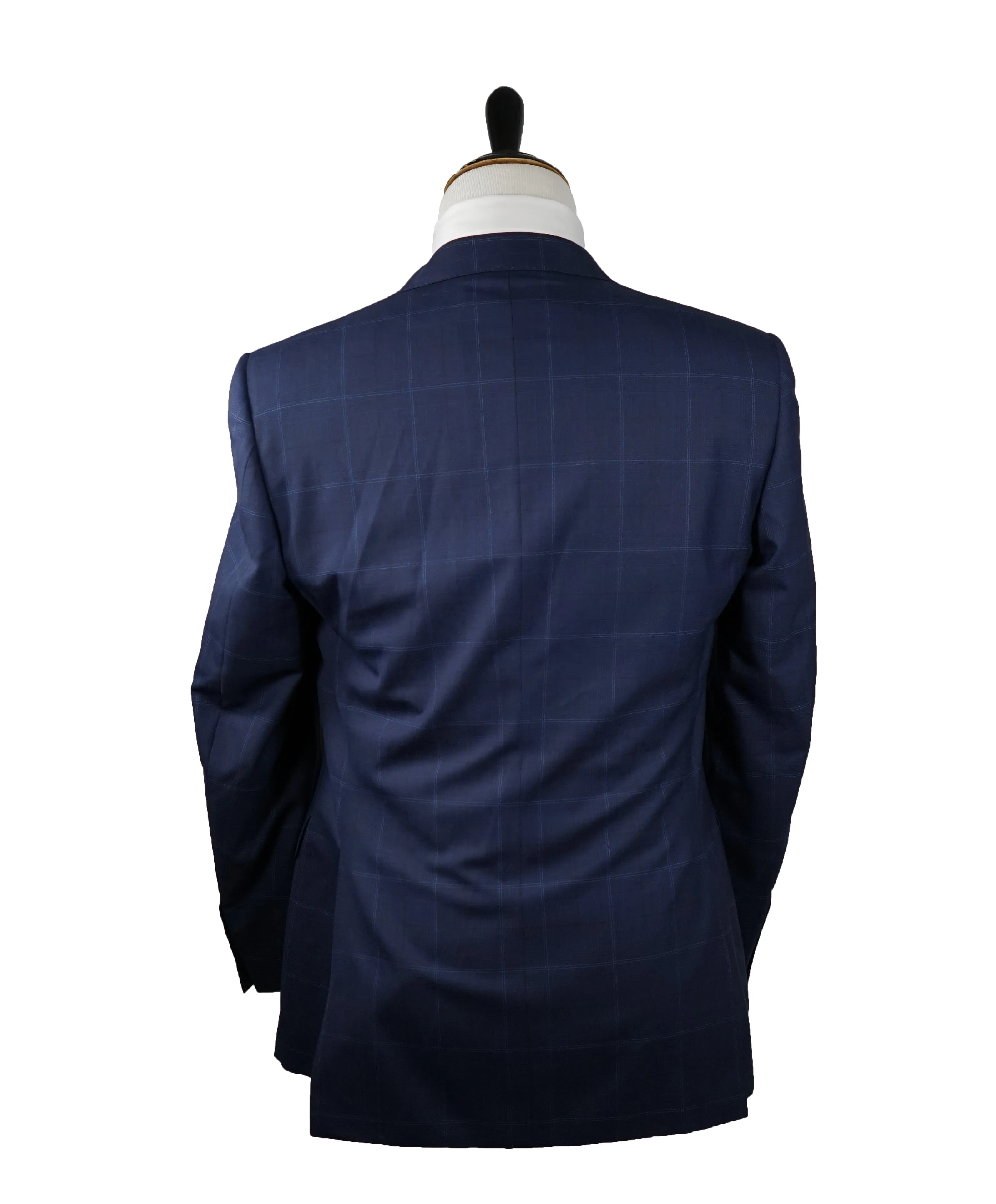 CANALI - Blue Plaid Windowpane Notch Lapel “Travel” Suit - 38R