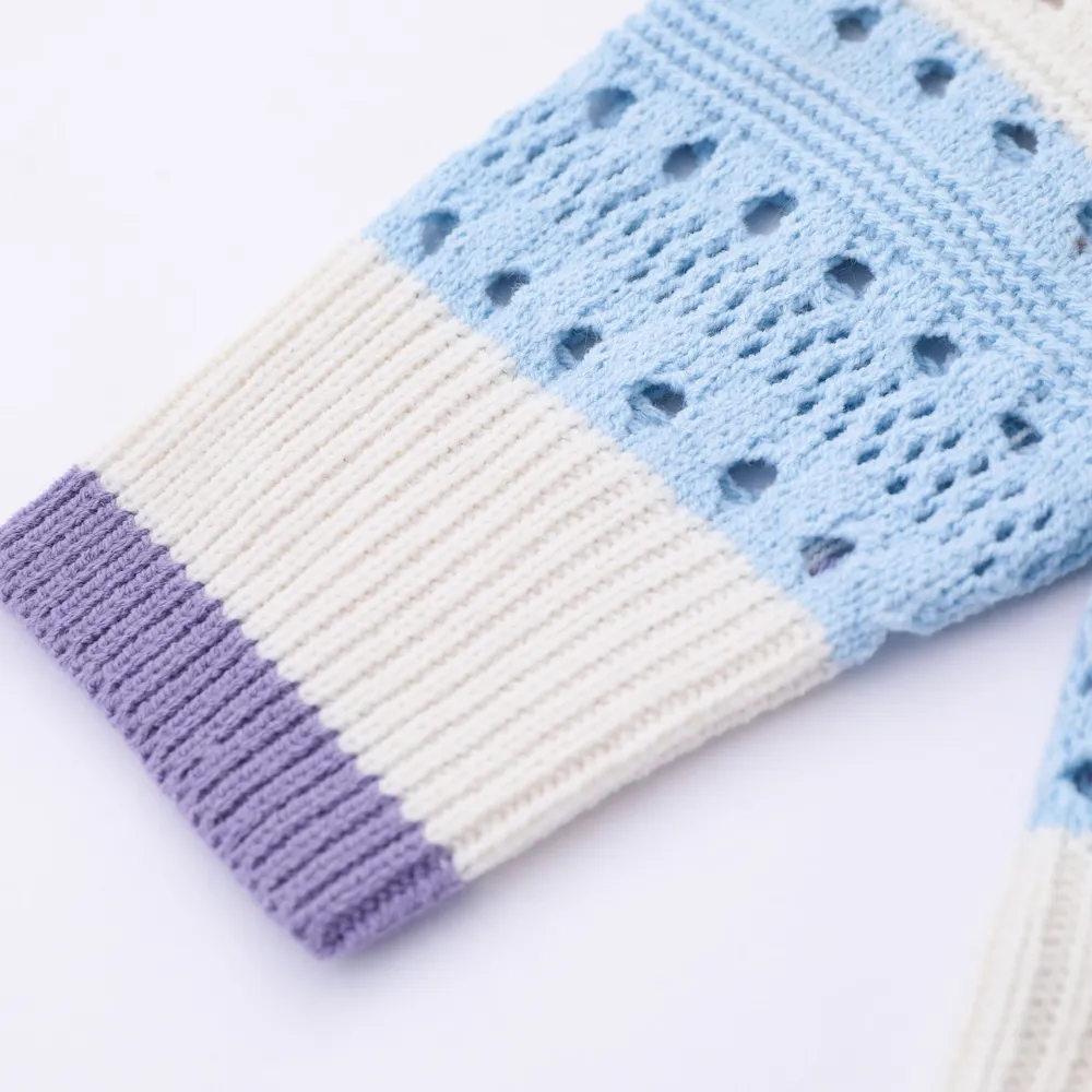 Casual Hollow Rainbow Strip Knitting Zipper Hoodies