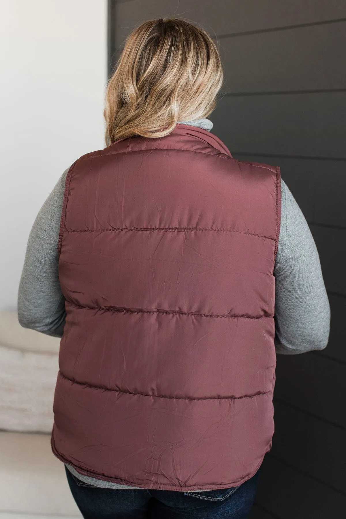 Certainly Adorable Puffer Vest- Dusty Rose