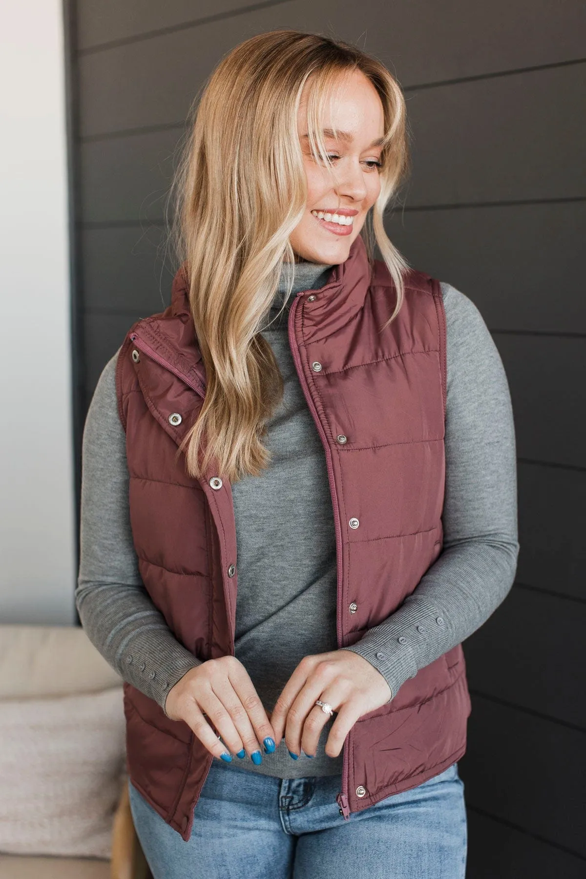 Certainly Adorable Puffer Vest- Dusty Rose