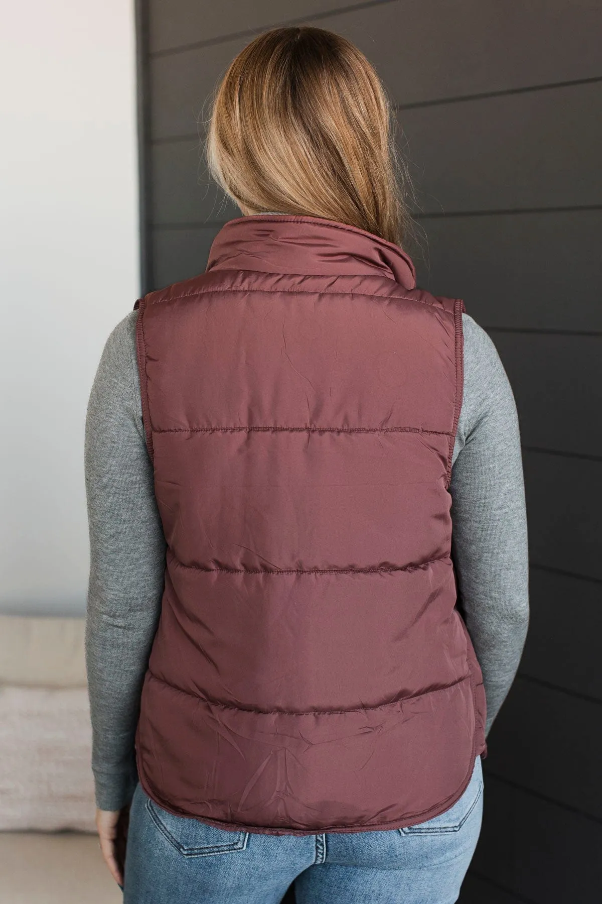 Certainly Adorable Puffer Vest- Dusty Rose