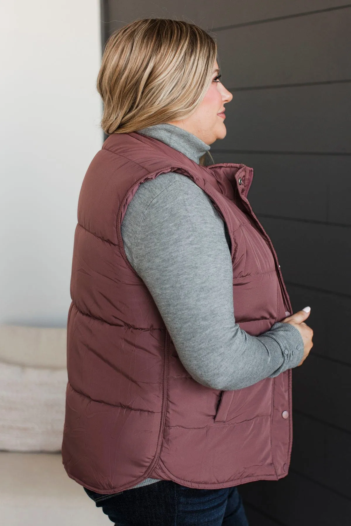 Certainly Adorable Puffer Vest- Dusty Rose
