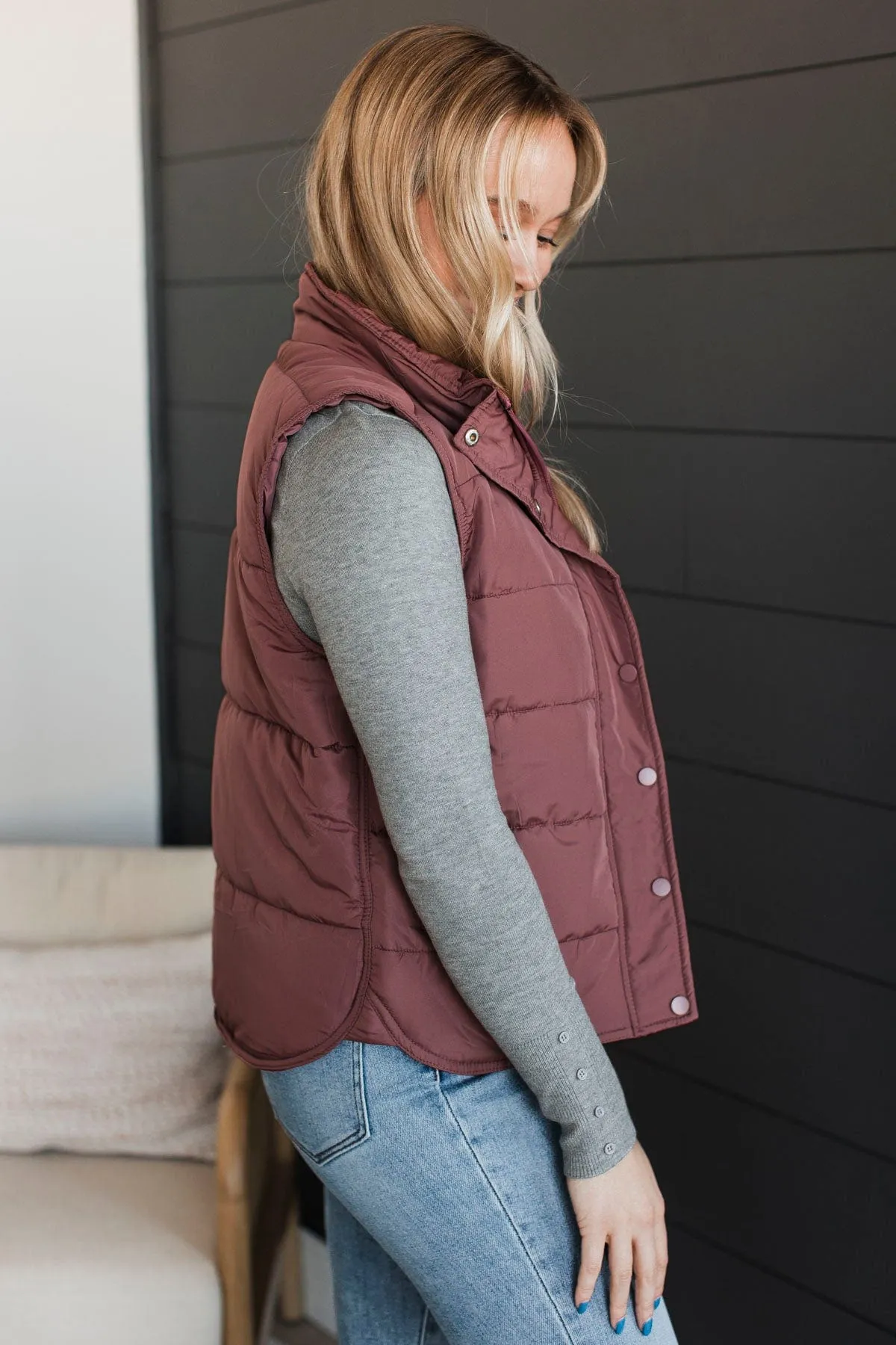 Certainly Adorable Puffer Vest- Dusty Rose