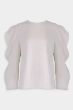 Chalky Drape Scallop Top in White