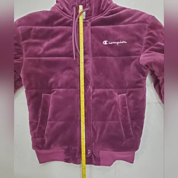 Champion velour puffer jacket woman's size Xtra Small purple