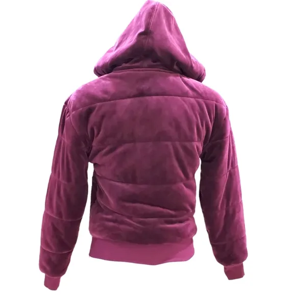 Champion velour puffer jacket woman's size Xtra Small purple