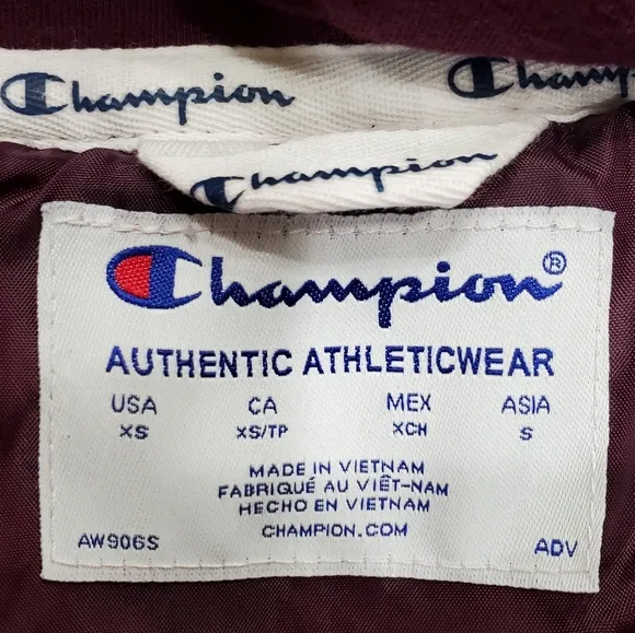 Champion velour puffer jacket woman's size Xtra Small purple