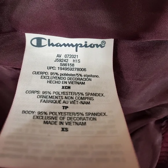 Champion velour puffer jacket woman's size Xtra Small purple