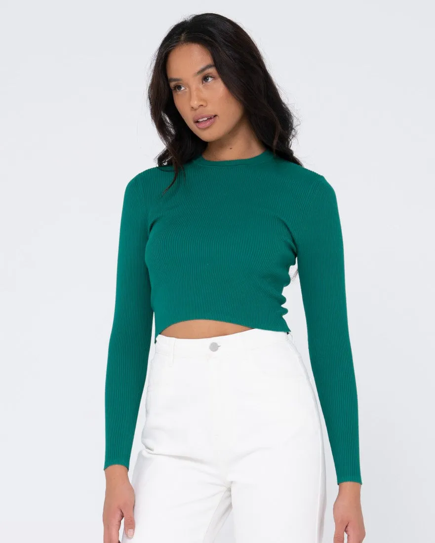 Charis Ribbed Crop Long Sleeve Knit Top