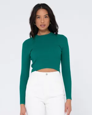 Charis Ribbed Crop Long Sleeve Knit Top