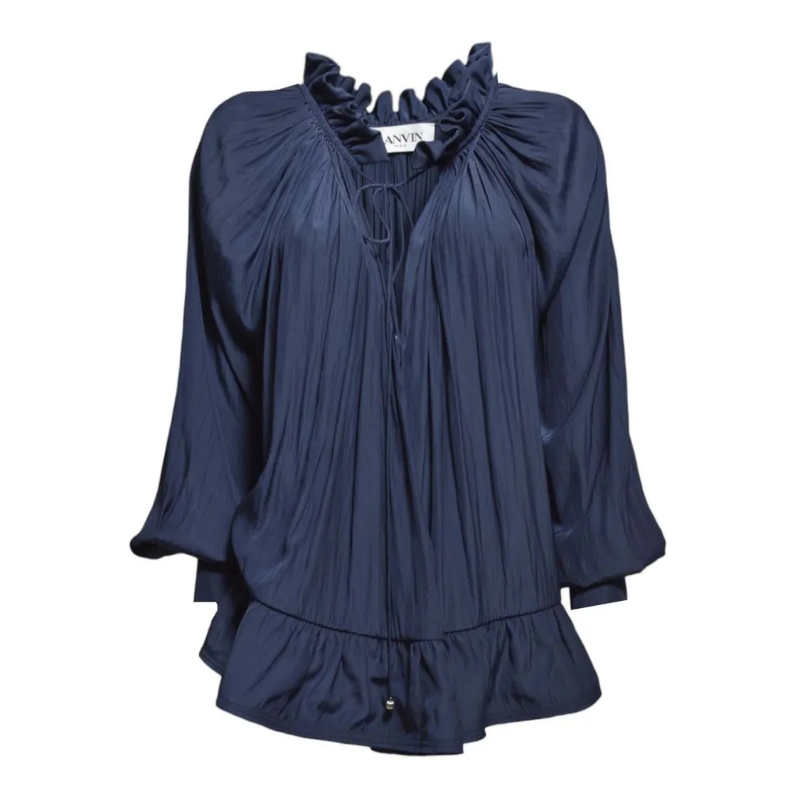 Charmeuse Blouse Blue Pleated