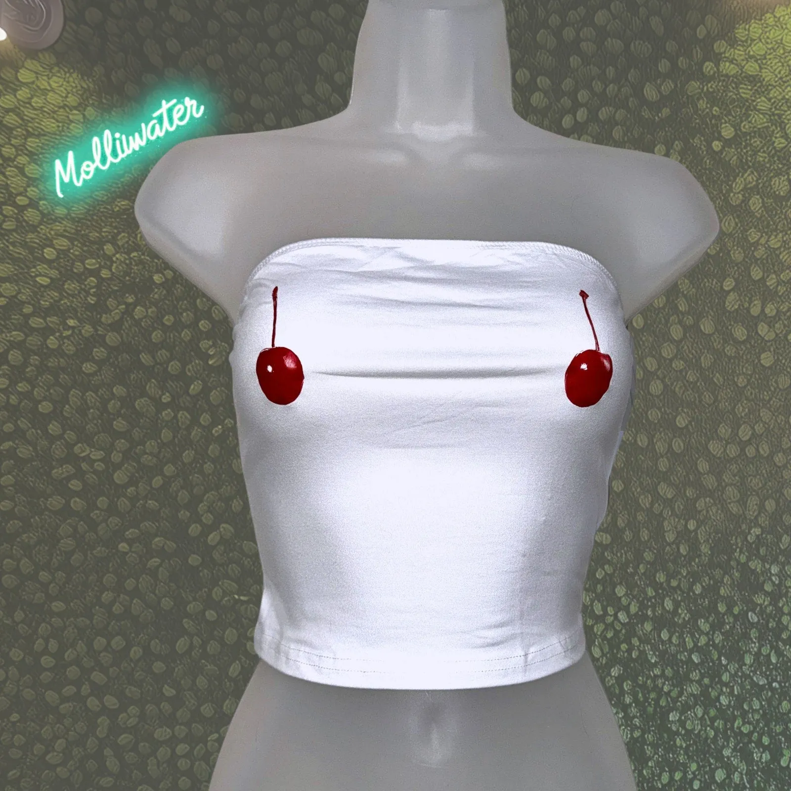 Cherry Pop Strapless Crop Top