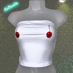 Cherry Pop Strapless Crop Top