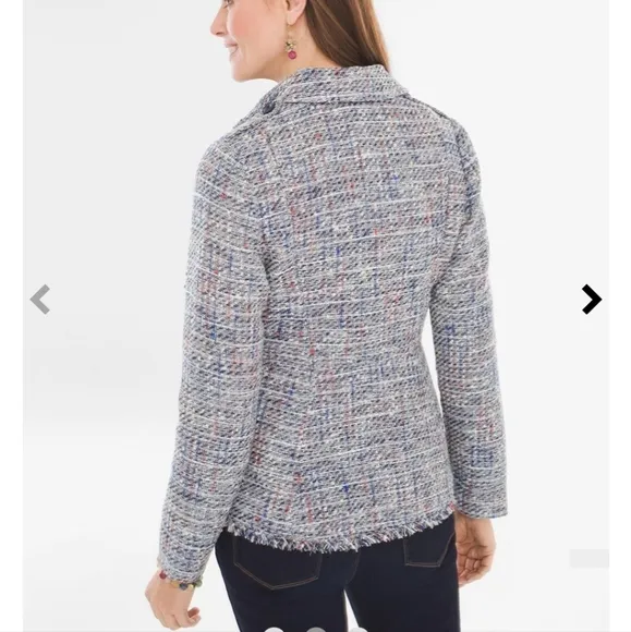 Chico's Tweed Peplum Blazer Button Down Jacket