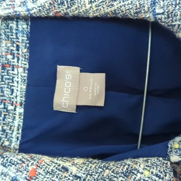 Chico's Tweed Peplum Blazer Button Down Jacket