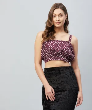 Chimpaaanzee Women Maroon Printed Crop Top