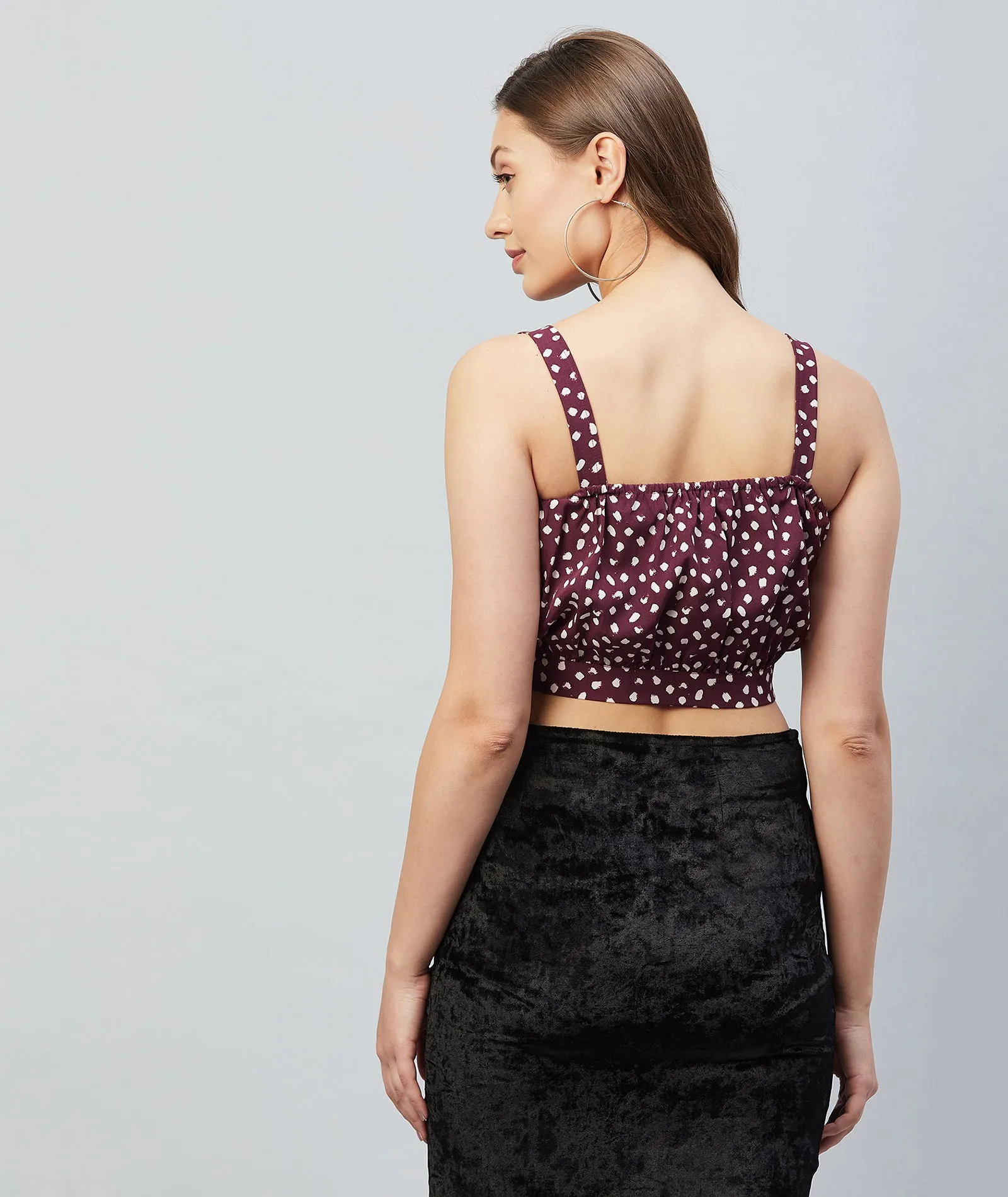 Chimpaaanzee Women Maroon Printed Crop Top