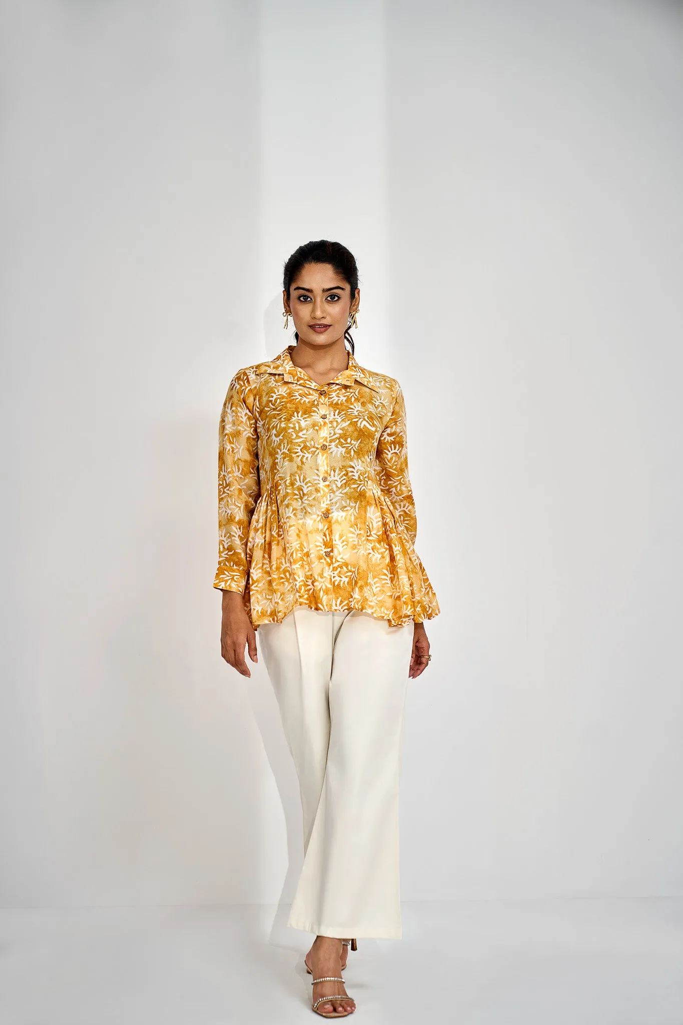 Chrome Yellow Prism Batik Printed Top
