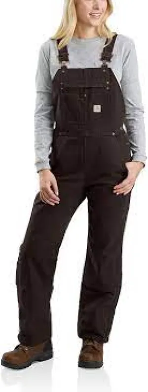 CL104049-M-Short Carhartt Lined Bib Ovrll Relaxed Fit Brown