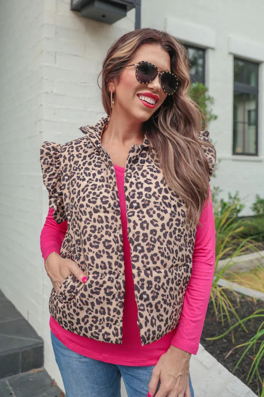 Clara Leopard Puffer Vest