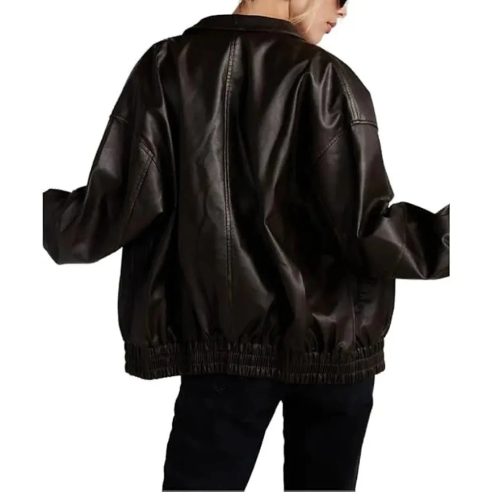 Classic Brown Biker Plus Size Leather Jacket