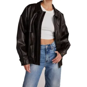 Classic Brown Biker Plus Size Leather Jacket