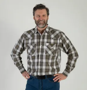 CLI30D02-XLT-Khaki MWG Mens L/S Snap Shirt -  Plaid
