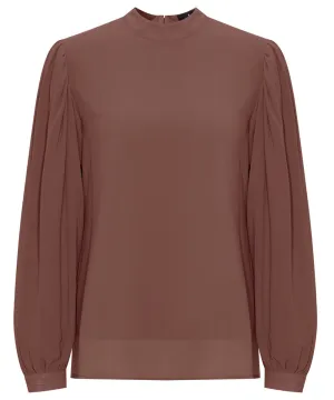Cocoa Lite Mock Neck Long Sleeve Cropped Blouse