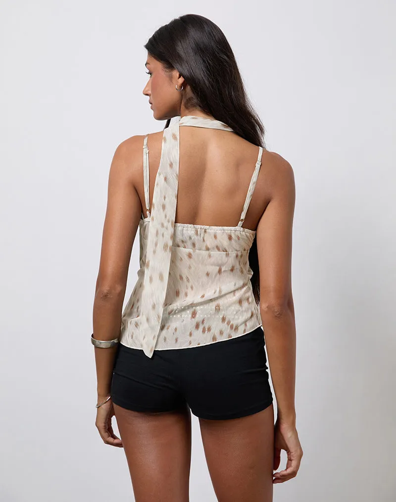 Cojira Top With Scarf in Bambi Ivory