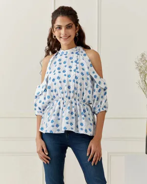 Cold Shoulder Printed Top