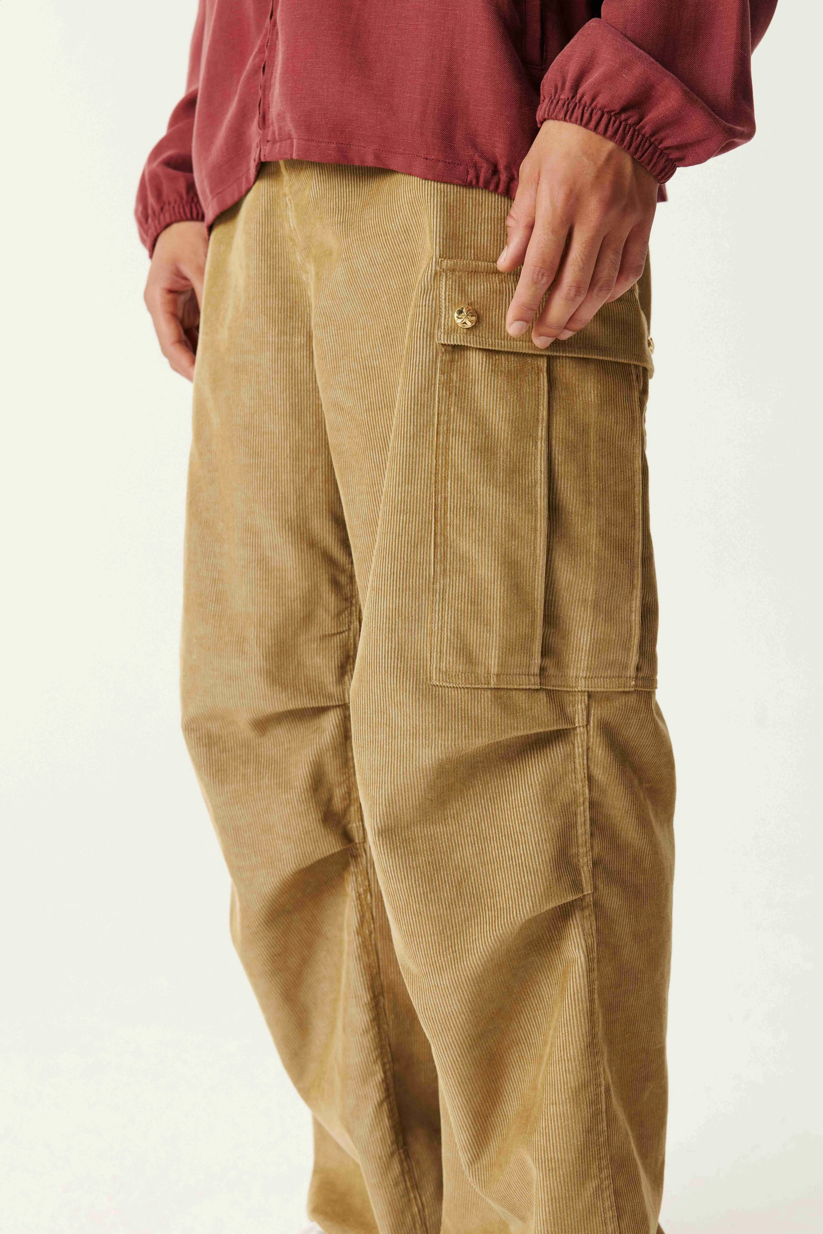 Copper Corduroy Cargo Pants
