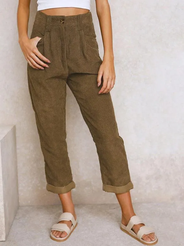 Corduroy Loose Straight Women's Pants