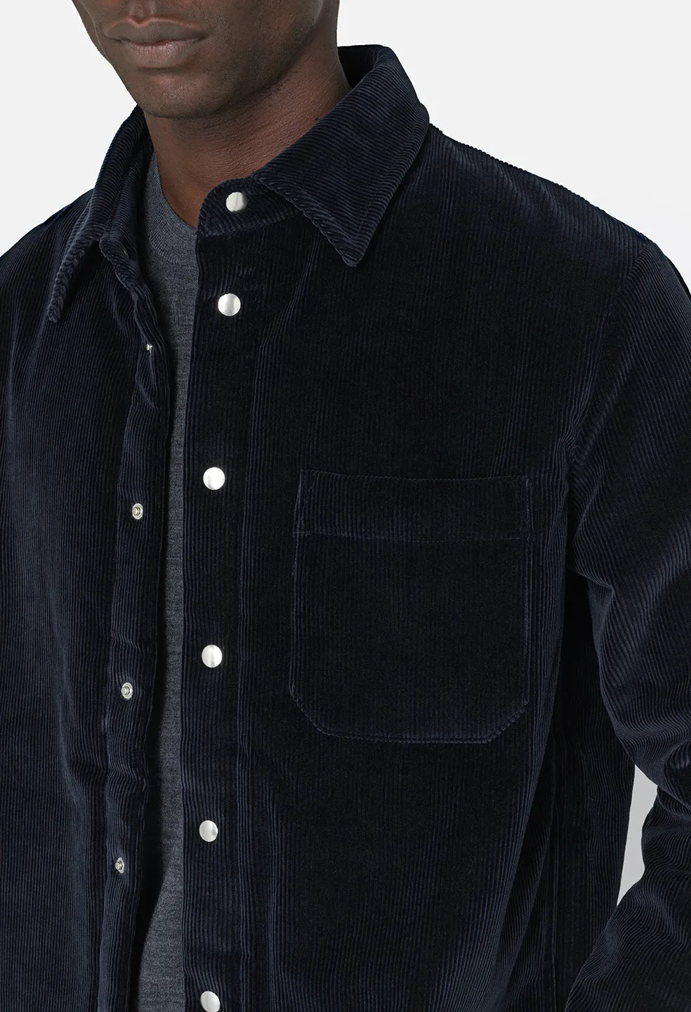 Corduroy Padded Overshirt / Navy